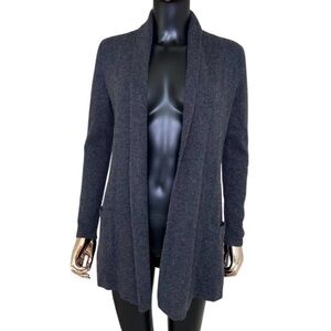 Lord & Taylor 100% Cashmere Charcoal Gray Open Front Long Cardigan XS